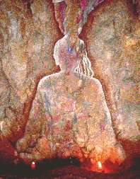 Rainbow Boddhisattva: Painting by Vijali on wall of cave in Tibet